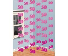 PINK 6er SET Hänge Dekoration 50.Geburtstag Girlanden
