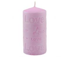 tradingbay24 Stumpenkerze Love mit Aufprägung Handarbeit Ø 7 cm, 14 cm Handmade Dekokerze Design-Kerze Love-Candle (rosa)