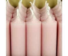 Bütic GmbH durchgefärbte Stabkerzen 180mm x 22mm - hochgereinigte Kerzen mit rückstandsfreiem Abbrand, Set mit:8 Stück, Farbe:Pastell Rosa