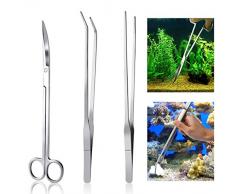 ueetek Kit 3 Stück/set, Tank für Fische im Aquarium in Edelstahl, Werkzeug-Klappmechanismus für Kämme Set Kit-Starter für Fisch für die Gras in Vase von Schnitt etc, Länge Media 26 cm