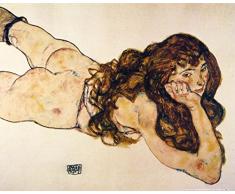 1art1 87033 Egon Schiele - Auf Dem Bauch Liegender Weiblicher Akt, 1917 Poster Kunstdruck 50 x 40 cm