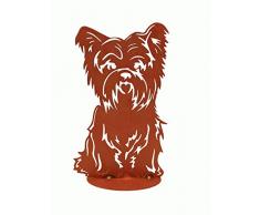 Dekofigur Hund Bello im Rost Design auf Standplatte, Rostfigur, Gartendeko, Metalldeko