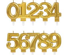 Carpeta Zahlenkerze * Zahl 8 * in Gold mit Steckfuß | ca. 10cm x 6cm groß | Deko Goldene Hochzeit Jubiläum Geburtstagskerze Kerze Geburtstag
