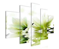 Bilder Blumen Magnolia Wandbild Vlies - Leinwand Bild XXL Format Wandbilder Wohnzimmer Wohnung Deko Kunstdrucke Grün 5 Teilig - MADE IN GERMANY - Fertig zum Aufhängen 201853c