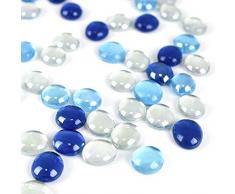 HAKACC Glasnuggets, 450g Glassteine Muggelsteine Blau Dekosteine Mosaiksteine Cabochon Deko