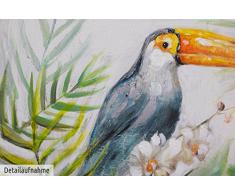 KunstLoft® Gemälde Baron Tukan 60x60cm | original handgemalte Leinwand Bilder XXL | Vogel Tukan Tier Bunt Dschungel | Wandbild Acryl bild moderne Kunst einteilig mit Rahmen