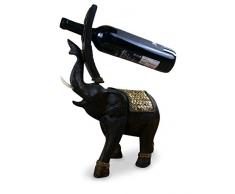 livasia Dekoelefant als Weinflaschenhalter Holzelefant (Handarbeit) asiatischer Flaschenständer/Flaschenhalter, Elefant aus Holz