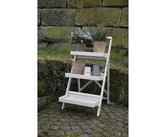 Esschert Design Balkon Pflanzentreppe, Blumenregal, Blumentreppe in weiß, ca. 45 cm x 73 cm x 92 cm