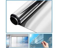 TTMOW Spiegelfolie selbstklebend-[60x200 cm],Silber Sonnenschutzfolie Fensterfolie 99%-UV-Schutz,Spiegelfolie Fenster Sichtschutz,Einwegspiegelfolie reflektiert Starkes Sonnenlicht