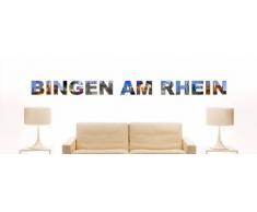 Wandtattoo farbige Wandschrift Städtename Bingen am Rhein mit Sehenswürdigkeiten 180 x 13 cm Länge