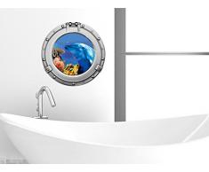 Graz Design 651035_50 Wandsticker Wandtattoo Wandaufkleber Badezimmer Bullauge Delfin Korallen WC (GrÃ¶Ãe=50x50cm)