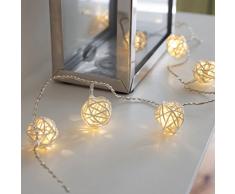 16er LED Rattan Ball Lichterkette warmweiß Batteriebetrieb Lights4fun