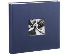 Hama Jumbo Fotoalbum Fine Art 30 x 30 cm, 100 Seiten (50 Blatt), mit Ausschnitt für Bildeinschub, blau