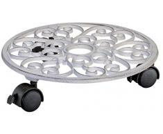 WAGNER Pflanzenroller - ANTIK - Gusseisen, weiß, 29 x 29 x 6,4 cm, 2 Feststeller, Tragkraft 50 kg - 20092301