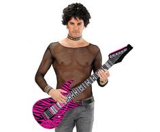 NET TOYS Aufblasbare Gitarre Deko Luftgitarre rosa Zebra Rocker Inflatable Guitar Rockstar Gummigitarre Party Gitarren Instrument Mottoparty Musikinstrument Accessoire Partydeko aufblasbar