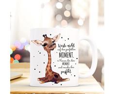 ilka parey wandtattoo-welt Tasse Becher mit Giraffe & Spruch Perfekter Moment Kaffeebecher Geschenk Motto Spruchbecher ts619