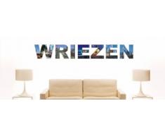 INDIGOS UG - WANDTATTOO / Wandsticker / Wandaufkleber / Aufkleber farbige Wandschrift Städtename Wriezen mit Sehenswürdigkeiten 180 x 26 cm Länge
