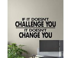 Wenn es Sie nicht herausfordert, ändert es Sie nicht Wandtattoo Gym Poster Motivations Zitat Vinyl Aufkleber Fitness Dekor Workout Wandkunst 895