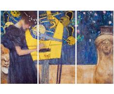 1art1 60538 Gustav Klimt - Die Musik, 1895, 3-Teilig Poster Leinwandbild Auf Keilrahmen 120 x 80 cm