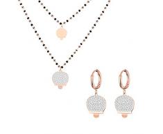 TeRIydF Damen Edelstahl Schmuck Set weibliche transparente Kristallglocke Anhänger Halskette Ohrringe Party Hochzeit Schmuck Geschenk