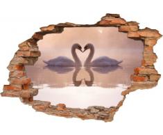 3D Wanddurchbruch Wandbild Wandtattoo Aufkleber Sticker Schwan Schwäne Liebe Romantik, 120x80cm