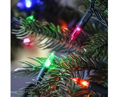 Lights4fun 150er Bunte LED Weihnachtsbaum Lichterkette 14,85m dunkelgrünes Kabel Fernbedienung Timer