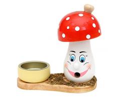 SIGRO Premium Collection Holz Räucherpilz mit Gesicht & Teelichttülle bunt 125 x 6 x 13 cm