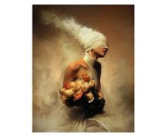 DIY Malen Nach Zahlen Rauchfrau DIY Handgemalt Ölgemälde Auf Leinwand Geschenk Malen Nach Zahlen Kits Home Haus Dekor -(40 * 50 cm, Mit Rahmen)