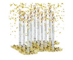 Relaxdays 10 x Party Popper 80 cm im Konfettikanonen Set, Konfetti Bombe für Hochzeit und Geburtstag, Konfetti Shooter 6-8 m Effekthöhe, Gold metallic