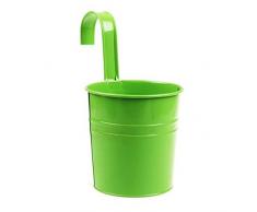 Spaufu Metall-Blumentopf, hängende Blumenvase, massiv, mehrfarbig, mit abnehmbarem Topfhaken, für Balkon, Garten, Zaun, Pflanzgefäß, Ornamente, Heim-Dekoration, grün, 10 x 8 x 10cm