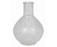 INNA-Glas Set 5 x Glasvase DONKA, feine Rautenmuster, Kugel - Rund, klar, 18,5cm, Ø 5cm - Ø 13,5cm - Blumenvase