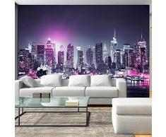 Vlies Fototapete 200x140 cm - 3 Farben zur Auswahl - Top Tapete Wandbilder XXL Wandbild Bild Fototapeten Tapeten Wandtapete New York City Stadt NY Manhattan Nacht Panorama Hochhaus d-C-0012-a-d