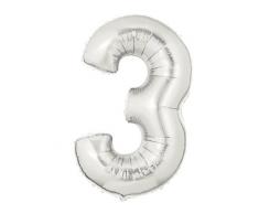Betallic F15843SP - Folienballon 40 Zoll - Zahl 3, silber