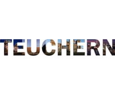 Wandtattoo farbige Wandschrift Städtename Teuchern mit Sehenswürdigkeiten 180 x 22 cm Länge