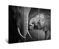 ge-Bildet® Leinwandbild zum Angebotspreis Elefanten - schwarz weiß tier bilder - 120x80 cm 3 teilig - mehrteilig XXL - direkt vom Hersteller aus Deutschland - Made in Germany