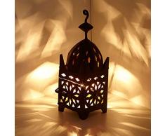 Casa Moro Marokkanische Eisenlaterne Gartenwindlicht Jada H 27,5 x B 9,5 cm edel rostbraun | Handmade Laterne für draußen & innen | Schöne Dekoration für Garten Balkon Terrasse Geschenk-idee