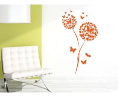 Wandtattoo Wandsticker Deko Aufkleber für Wohnzimmer Blume Schmetterlinge (53x30cm//030 dunkelrot)