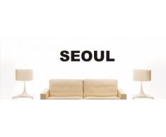 Wandtattoo w1088 Mehrfarbige Wandschrift mit Sehenswürdigkeiten und Stadtnamen - Aufkleber - Dekoration - Stadt Seoul 120x24