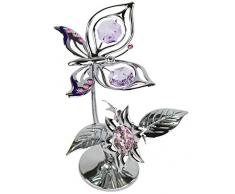 Rieser Interieur Kristallfigur Schmetterling mit Blumen silberfarben MADE WITH SWAROVSKI ELEMENTS