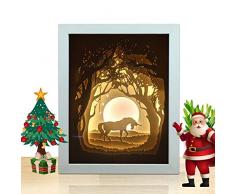 Weihnachtspapier, Das Lampe Kundenspezifisches Einhorn Schnitzt Weihnachtspapier, Das Energiesparendes Stereonachtlicht Der Lampe Led Schnitzt