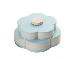 Chomile Snackbox Candy Schale Blüten Rotierende Getrocknet Obst Teller Snacks Ablagefach für Weihnachts Party - Blau, Double Layer