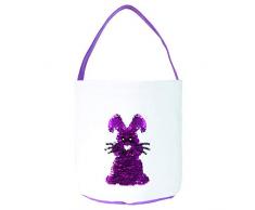 Dasongff Osterhasen Taschen Osterkörbe Geschenk-Tasche mit Bunny Ostern Hase Tasche Party Festival Deko Jute Stoff Tragetaschen für Kinder Eier Jagd, Süßigkeiten und Geschenke Carry Bucket (F, 1 PC)