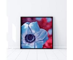Fotografie Print Kunstdruck 14x14cm Annemone bleu hellblau