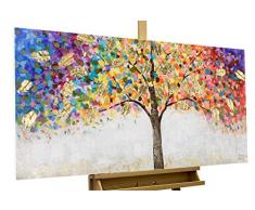 KunstLoft® Acryl Gemälde Locus Amoenus 120x60 | original handgemalte Leinwand Bilder XXL | Baum Natur Bunt Gold | Wandbild Acrylbild Moderne Kunst einteilig mit Rahmen