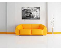 wunderschöne gezeichnete Retro Gitarre Format: 60x40 auf Leinwand, XXL riesige Bilder fertig gerahmt mit Keilrahmen, Kunstdruck auf Wandbild mit Rahmen, günstiger als Gemälde oder Ölbild, kein Poster oder Plakat