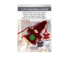 Wichtel Arts Schulwichtel Glücksbringer, Holz, Rot mit grünem Kleeblatt, 15 x 10.5 x 2.7 cm