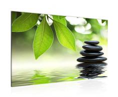 Bild Feng Shui Steine Wandbild Vlies - Leinwand Bilder XXL Format Wandbilder Wohnzimmer Wohnung Deko Kunstdrucke Grün 1 Teilig - MADE IN GERMANY - Fertig zum Aufhängen 501114a