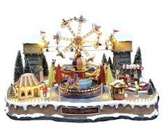 Weihnachtsdorf mit Vergnügungspark, Lichtern, Musik u. Bewegung, 41x68x46 cm