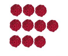 FLAMEER 10 Stücke Handgemachte Rattankugeln Rattan Kugeln Dekokugeln Rattan Ball Hochzeit Party Aufhängen Dekoration - rot, 6 cm