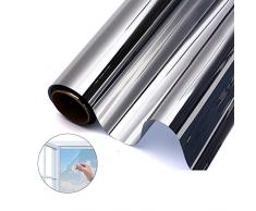 GodUp Spiegelfolie Fenster Fensterfolie Sonnenschutzfolie Selbsthaftend Spiegelfolie UV-Schutz Sichtschutzfolie Silber (90x400 cm)